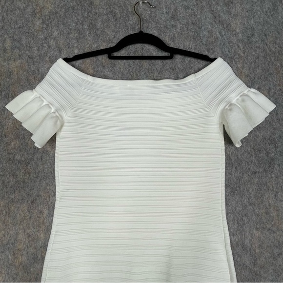 Ted Baker Misteey Bardot Frill Sleeve Off Shoulder Fitted Flattering Top US Sz 8 - Picture 9 of 13